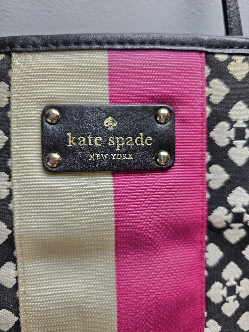 kate spade Black, Cream & Pink Patterned Tote